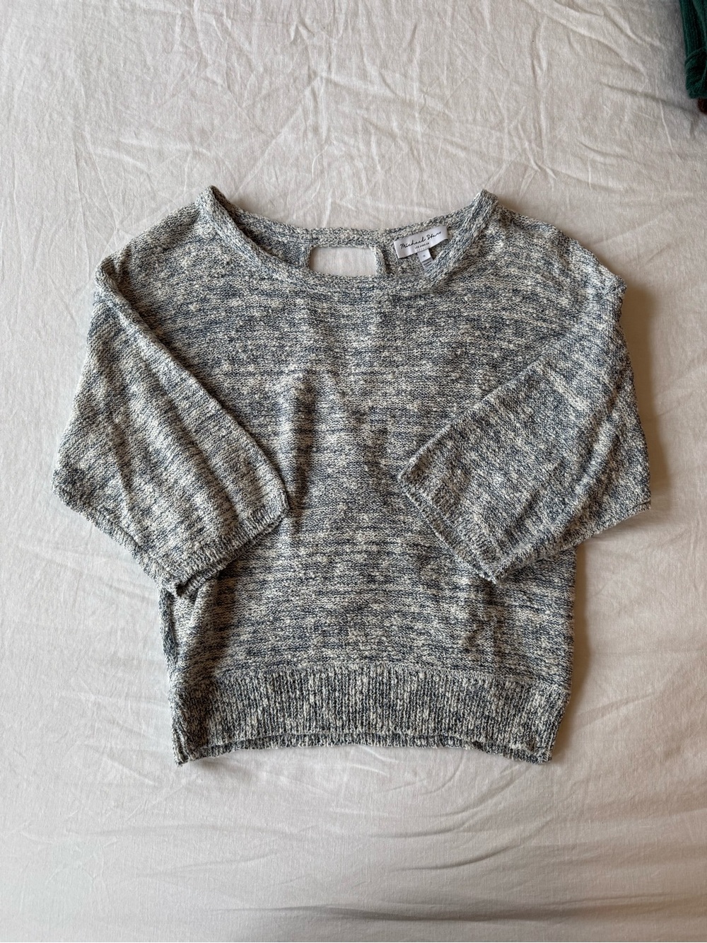 Michael Stars Heather and Blue Gray Women's Knit Sweater with Open Back